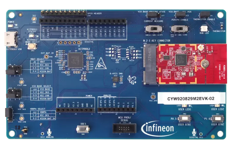 A picture of the CYW920829M2EVK-02 board