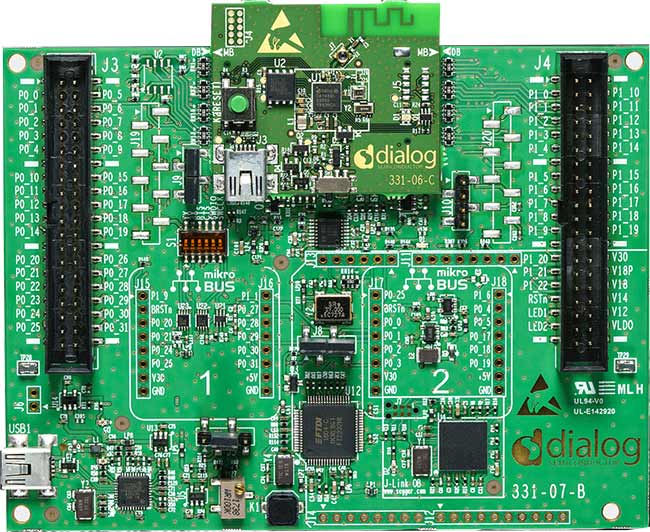 A picture of the DA1469x Development Kit Pro board