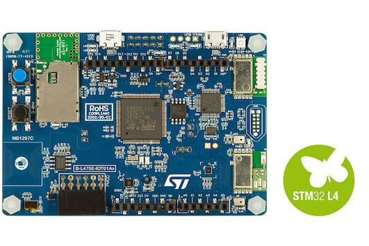 A picture of the Disco L475 IOT01 (B-L475E-IOT01A) board