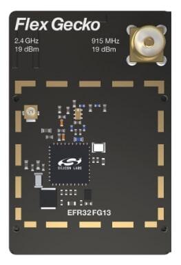 A picture of the EFR32FG13 2400/915 MHz 19 dBm Dual Band (SLWRB4255A) board