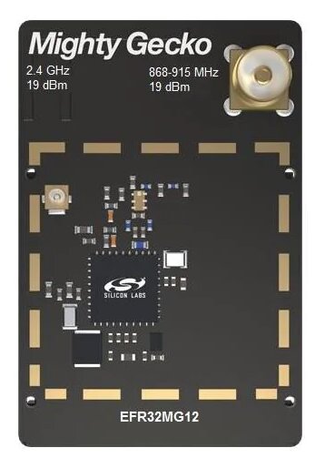 A picture of the EFR32MG12 2400/868-915 MHz 19 dBm Dual Band (SLWRB4170A) board