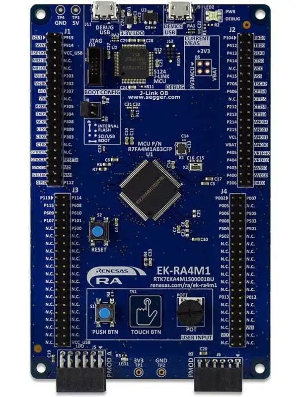 A picture of the RA4M1 Evaluation Kit board