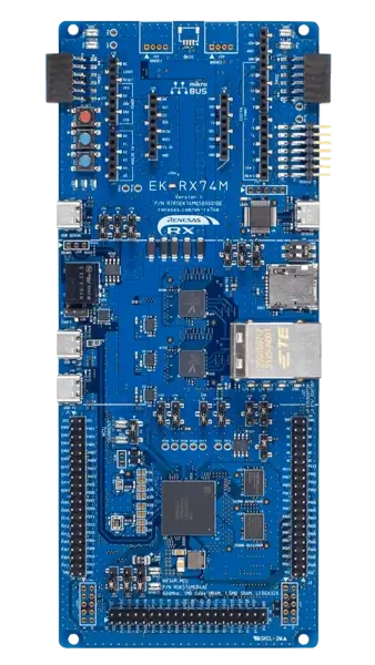 A picture of the RX74M Evaluation Kit board