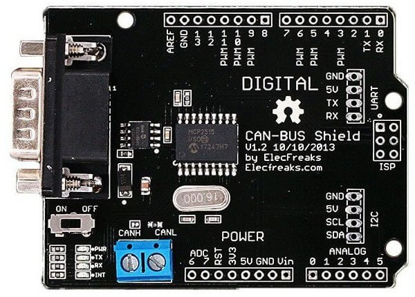 A picture of the ElecFreaks CAN-BUS Shield shield