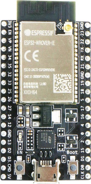 A picture of the ESP32-DevKitC-WROVER board