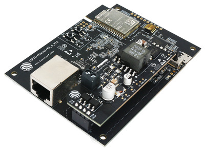 A picture of the ESP32-Ethernet-Kit board