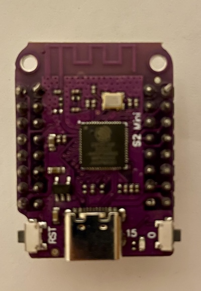 A picture of the ESP32-S2 Lolin Mini board