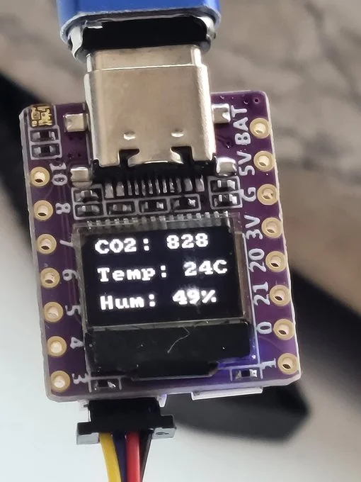 A picture of the ESP32C3 0.42 OLED board