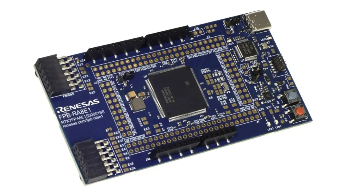 A picture of the Fast Prototyping Board for RA8E1 MCU Group board