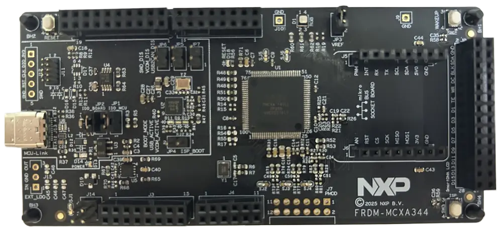 A picture of the FRDM-MCXA344 board