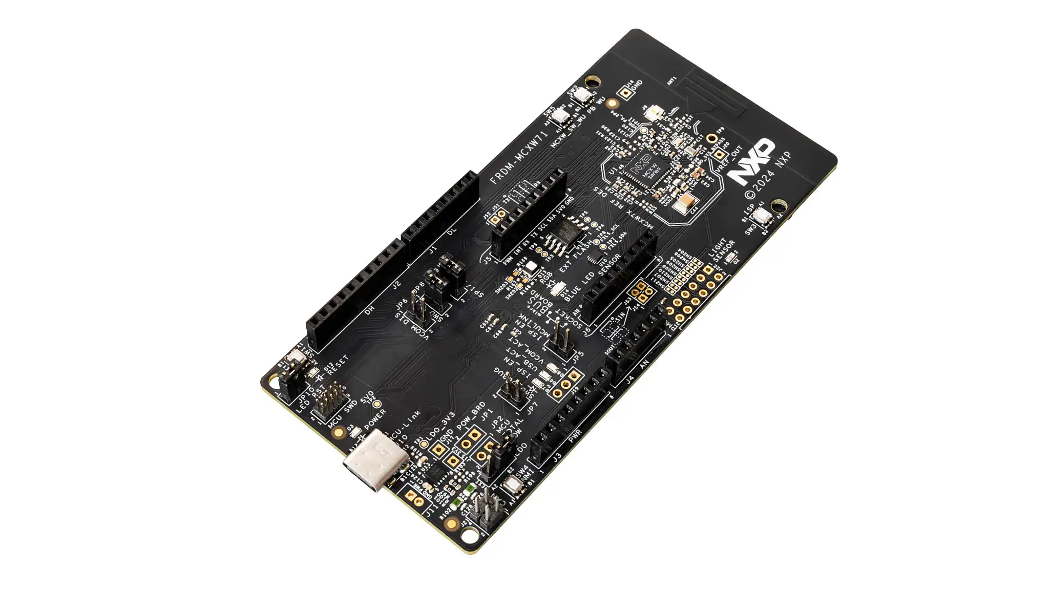 A picture of the FRDM-MCXW71 board