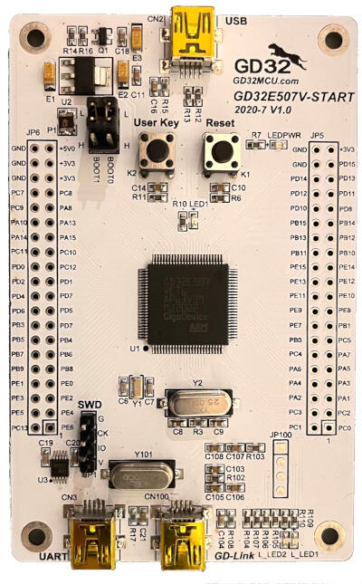 A picture of the GD32E507V-START board