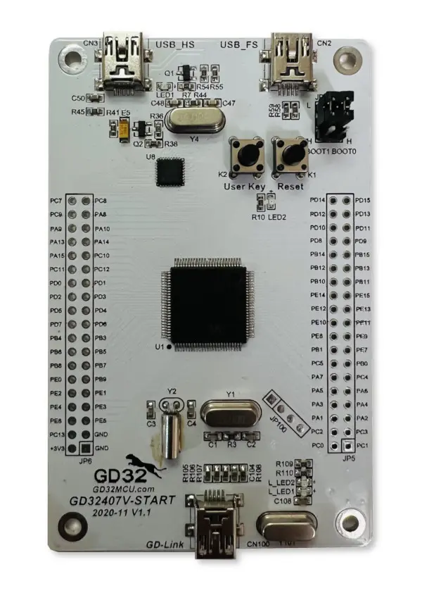 A picture of the GD32F407V-START board