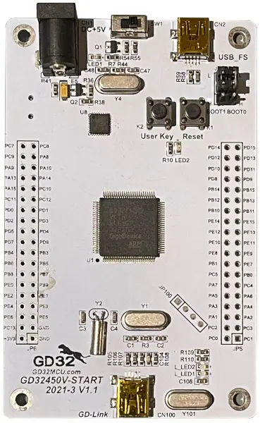 A picture of the GD32F450V-START board