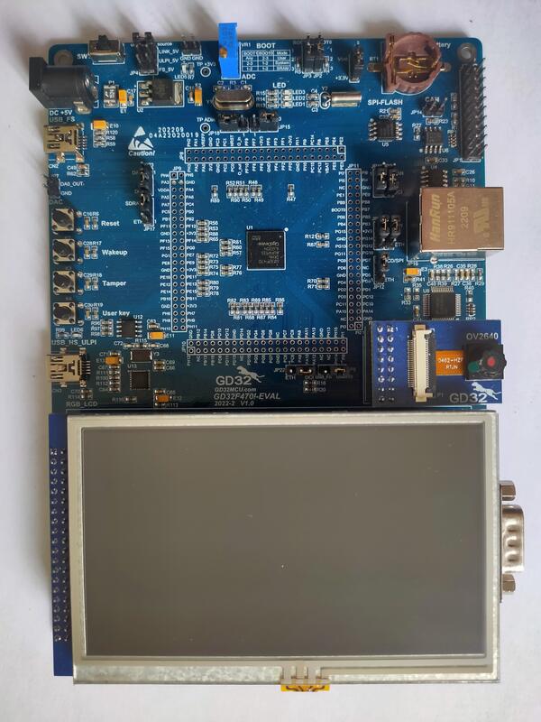 A picture of the GD32F470I-EVAL board