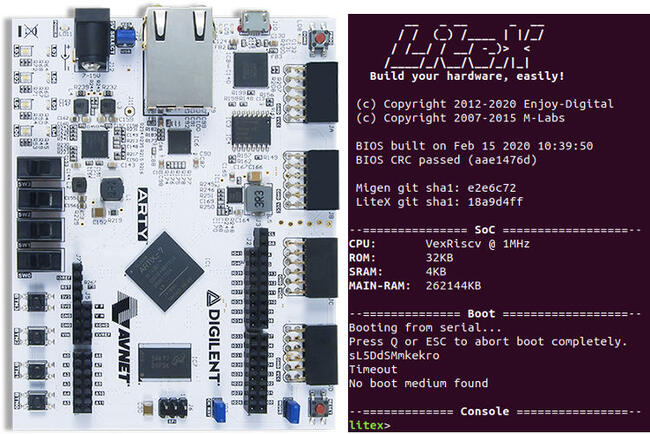 A picture of the LiteX VexRiscv board