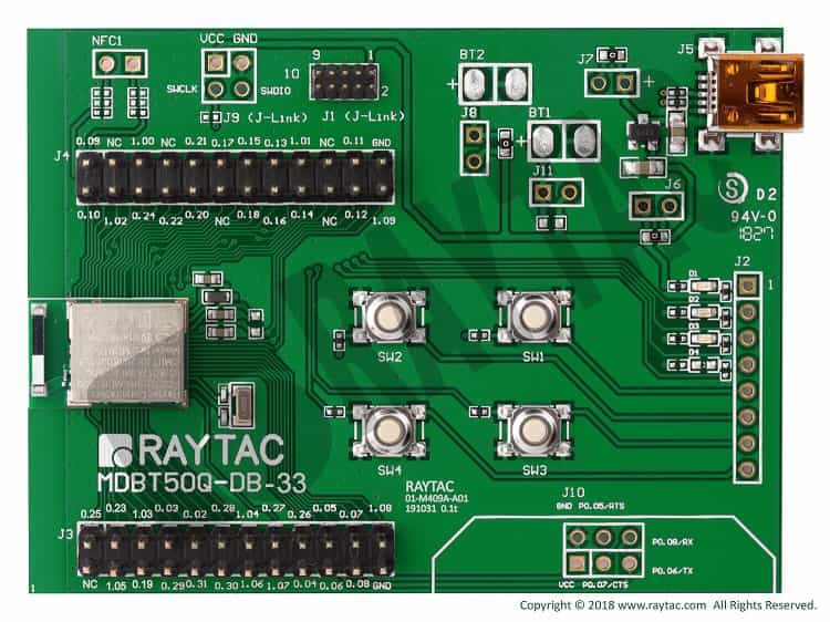 A picture of the MDBT50Q-DB-33 board