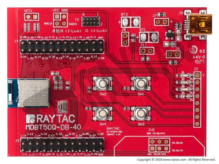 A picture of the MDBT50Q-DB-40 board