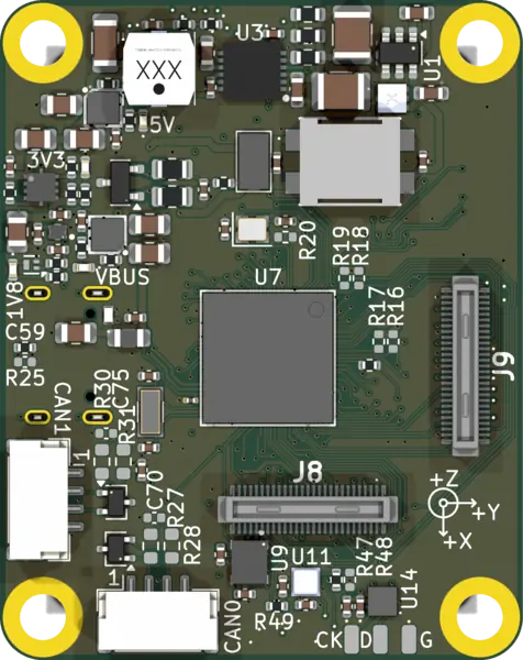 A picture of the MR-MCXN-T1 board