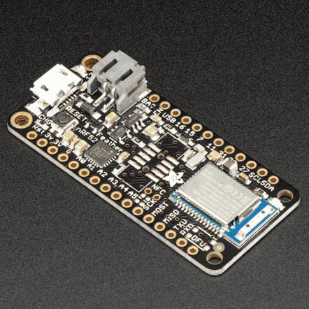 A picture of the nRF52 Adafruit Feather board