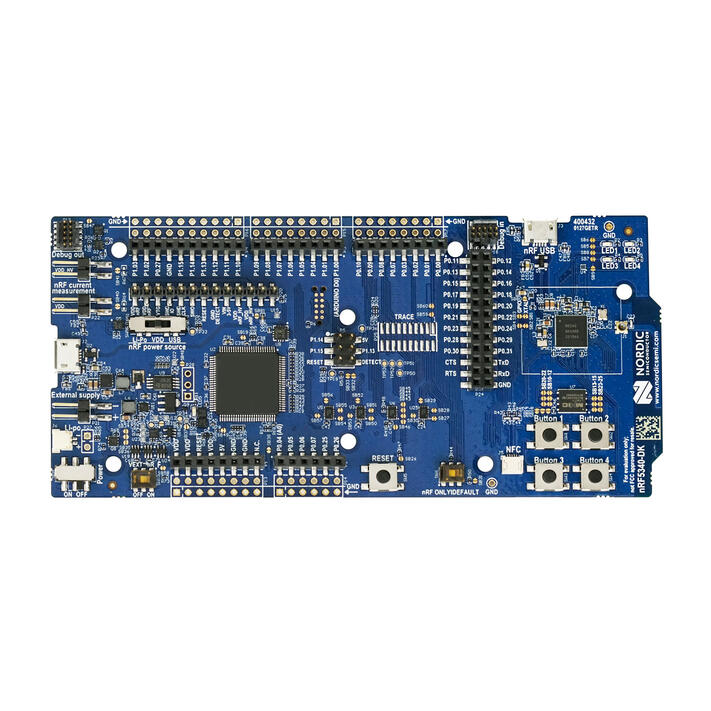 A picture of the nRF5340 DK board