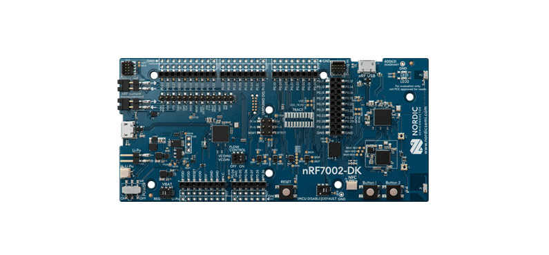 A picture of the nRF7002 DK board