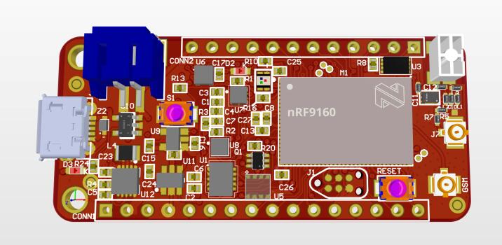 A picture of the nRF9160 INNBLUE21 board