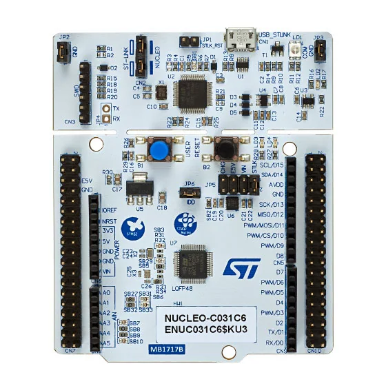 A picture of the Nucleo C031C6 board