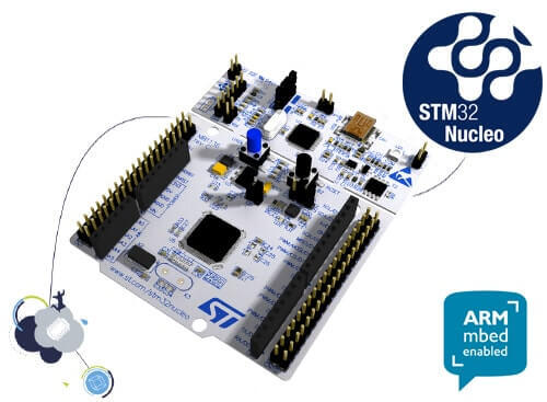 A picture of the Nucleo F030R8 board