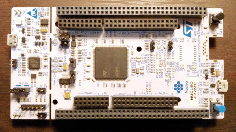 A picture of the Nucleo F722ZE board