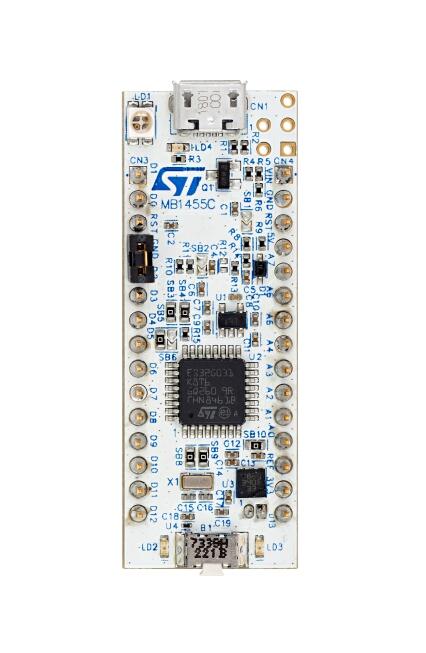 A picture of the Nucleo G031K8 board