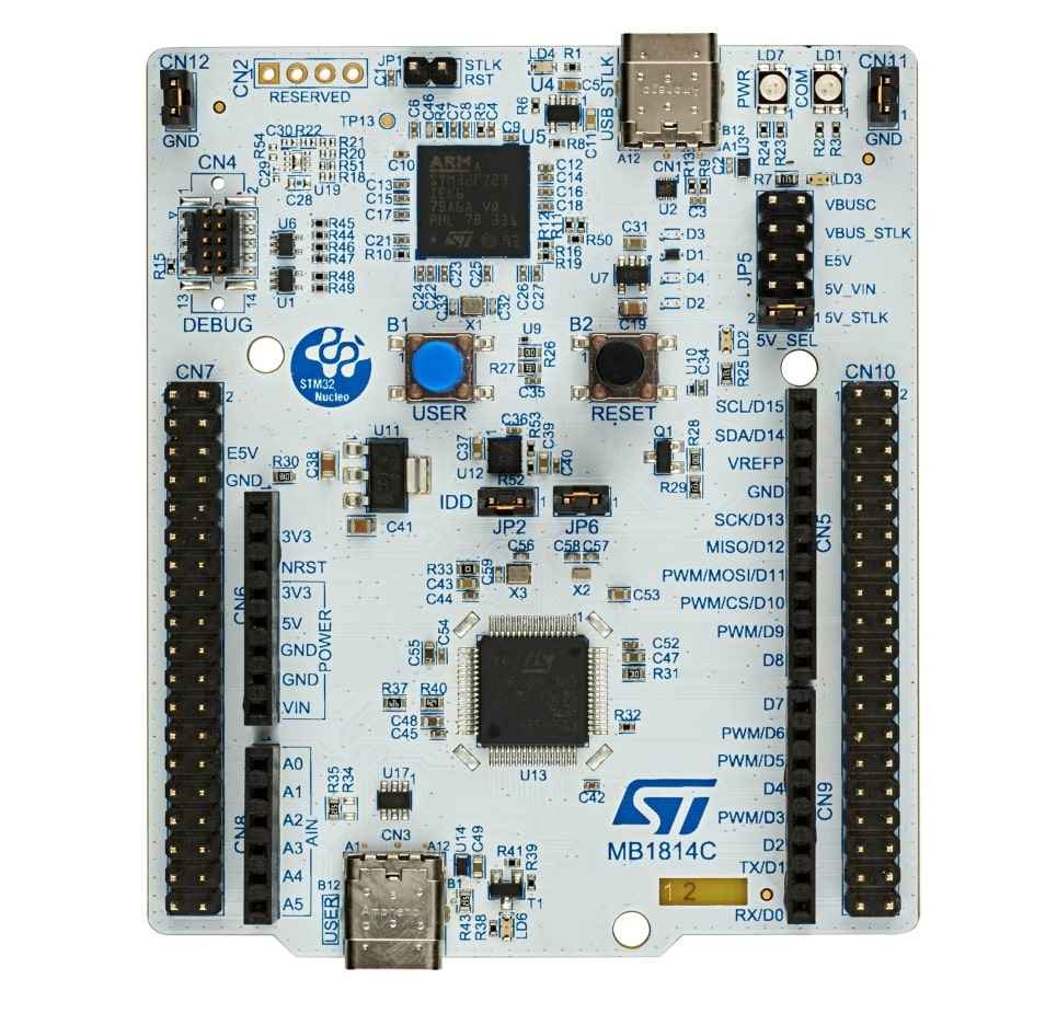 A picture of the Nucleo H533RE board