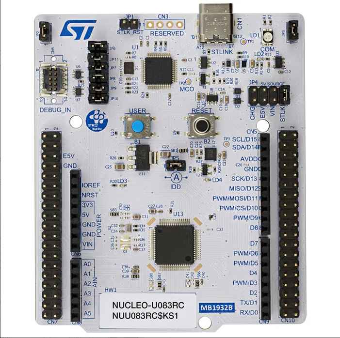 A picture of the Nucleo U083RC board