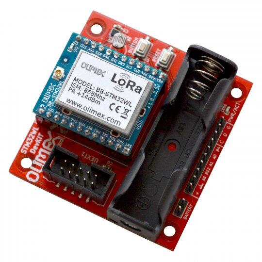 A picture of the LoRa STM32WL DevKit board