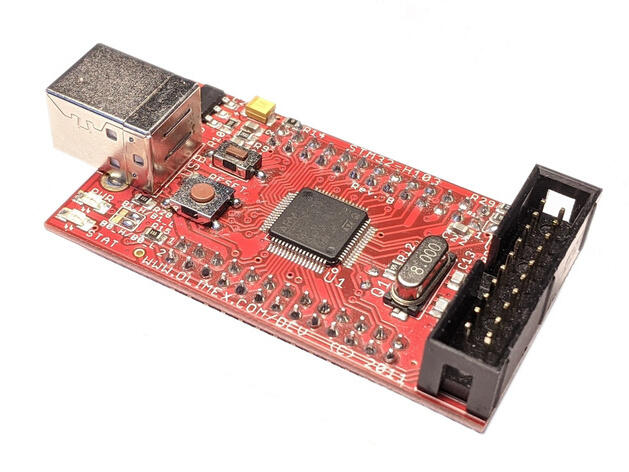 A picture of the OLIMEX-STM32-H103 board