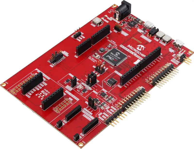 A picture of the PIC32CX SG61 Curiosity Ultra board