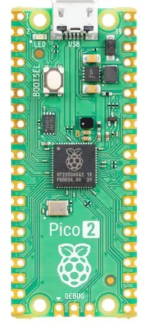 A picture of the Raspberry Pi Pico 2 board