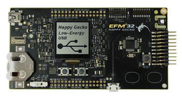 A picture of the EFM32 Happy Gecko (SLSTK3400A) board