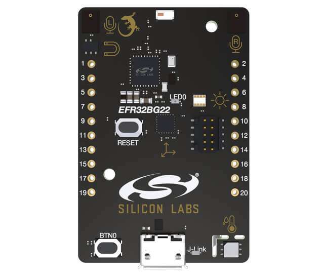 A picture of the EFR32BG22 Thunderboard (SLTB010A) board