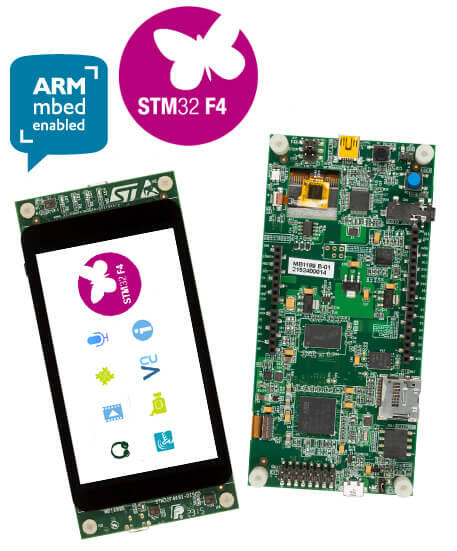 A picture of the STM32F469I Discovery board