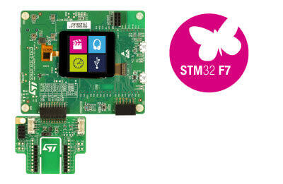 A picture of the STM32F723E Discovery board