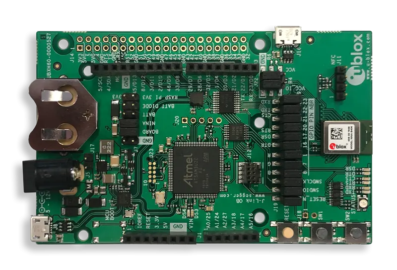 A picture of the EVK-NINA-B5-MCXW716C board