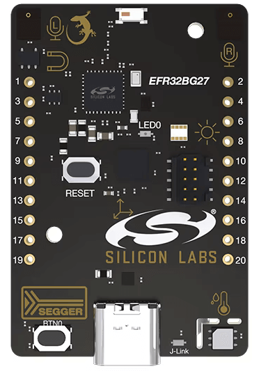 A picture of the EFR32xG27 Dev Kit (xG27-DK2602A) board