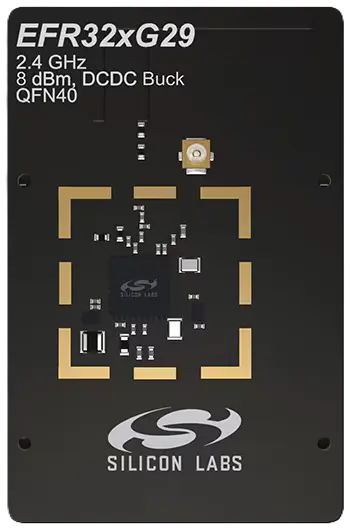 A picture of the EFR32xG29 2.4 GHz 8 dBm Buck (xG29-RB4412A) board
